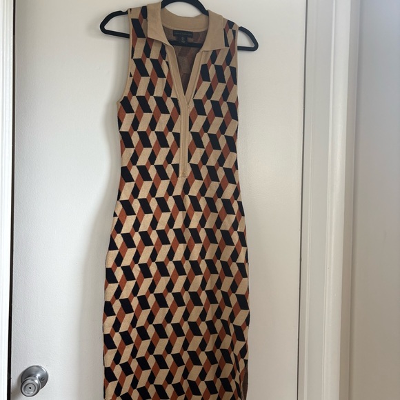 House of Harlow 1960 Geometric Midi Dress - Black, Tan, Brown - Picture 3 of 3